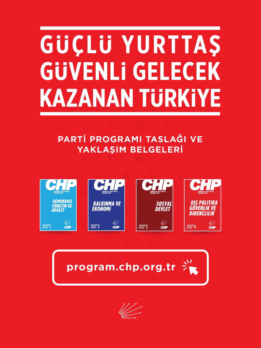 Partimizin yol haritası, “Güçlü Yurttaş, Güvenli Gelecek ve Kazanan Türkiye" Parti Programı Taslağı ve Yaklaşım Belgeleri’ni açıkladık…

Web Sitemiz: program.chp.org.tr