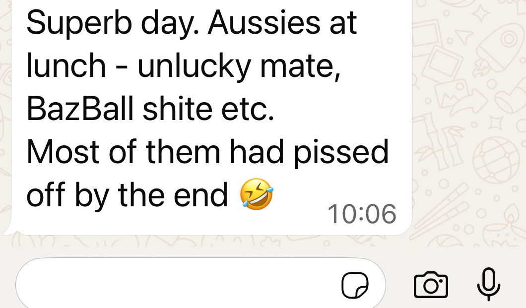 Just got this message from mates who have travelled over to Oz for the cricket 😀