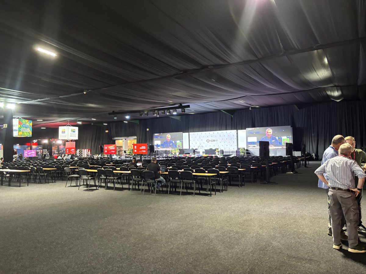 ferialhaffajee's tweet image. As someone who has been around the block a few times, this is the coolest media centre I’ve seen. Nice 👍🏾 #G20SouthAfrica