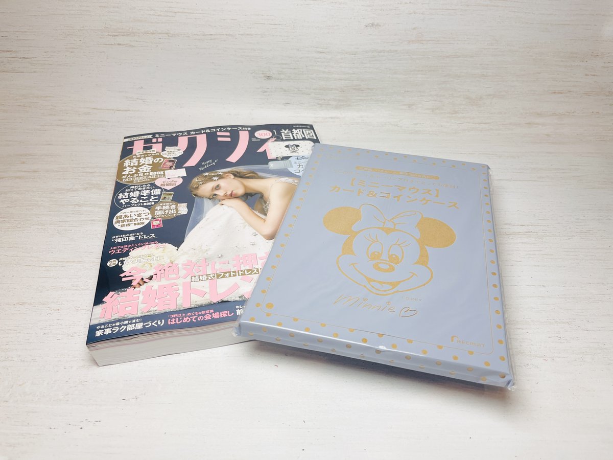 ゼクシィの付録、 ニュアンスなライトブルーにミニーちゃんの刺しゅう