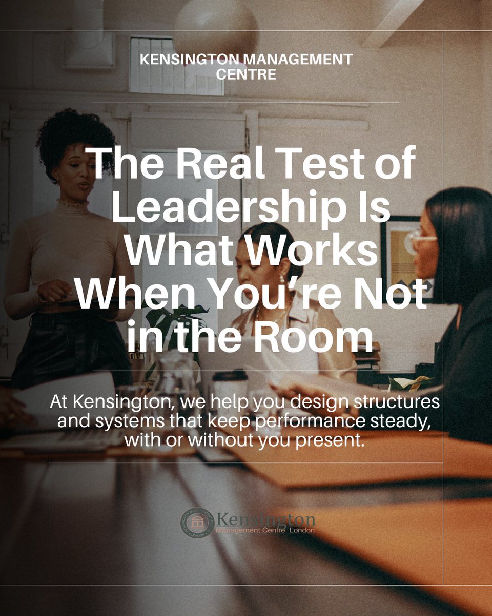 kensingtonmgt's tweet image. The real measure of leadership isn’t how hard you work when you’re there.

Real leadership is more than presence.
It is what you leave behind that keeps working.

#KensingtonManagement #LeadershipExcellence #BusinessStructure #OrganizationalGrowth #LeadershipDevelopment