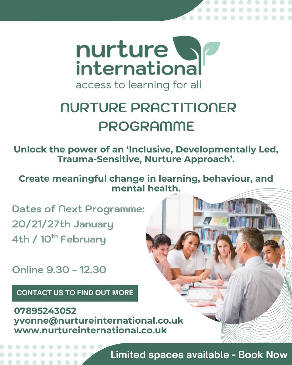 What does nurture mean? Its not soft and definitely not woolly. When understood properly and delivered correctly, there can be a massive positive impact in the mainstream classroom. Whether primary or Secondary, the training is worth attending. nurtureinternational.co.uk.