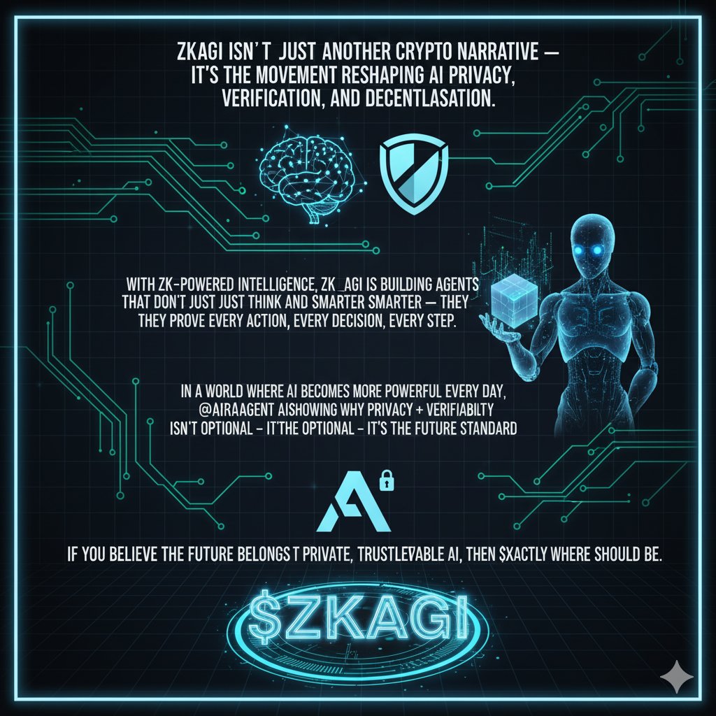 itzwisd's tweet image. Kinda wild how fast AI in Web3 is evolving. 

Was testing stuff from @Zk_AGI and @AiraaAgent today, and it hit me that this is the closest we’ve gotten to AI that’s actually trustless and still super capable.

Zero-knowledge intelligence + autonomous on-chain agents? That combo…