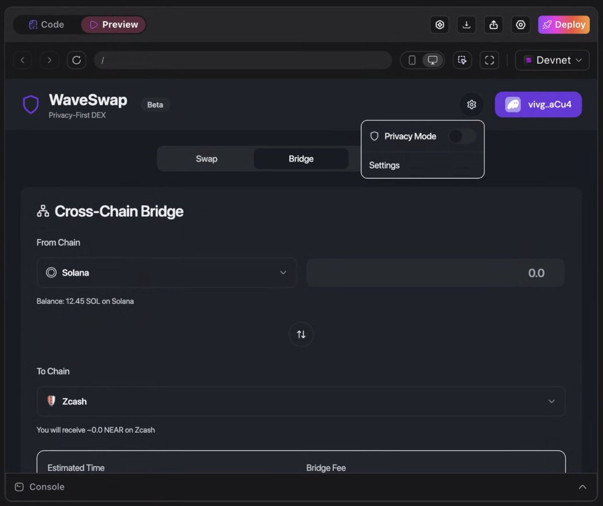 SolanaからZcashへのWaveSwapクロスチェーンブリッジインターフェース（プライバシーモード付き）