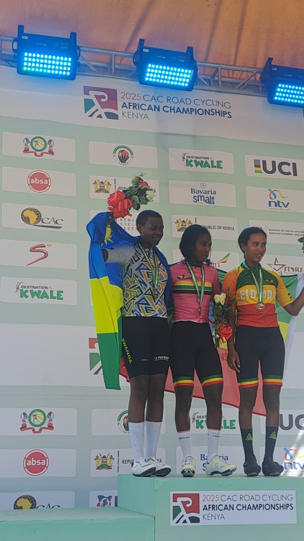 cyclingrwanda's tweet photo. 2025 CAC Road Cycling African Championships

Tsige Kiros beat Masengesho Yvonne on sprint to win the Africa Road Cycling Championship in Women Juniors.

#Rwanda #Cycling #RwandaCycling #CAC2025 #Kwale2025 #Kenya https://t.co/osAqle51Cy