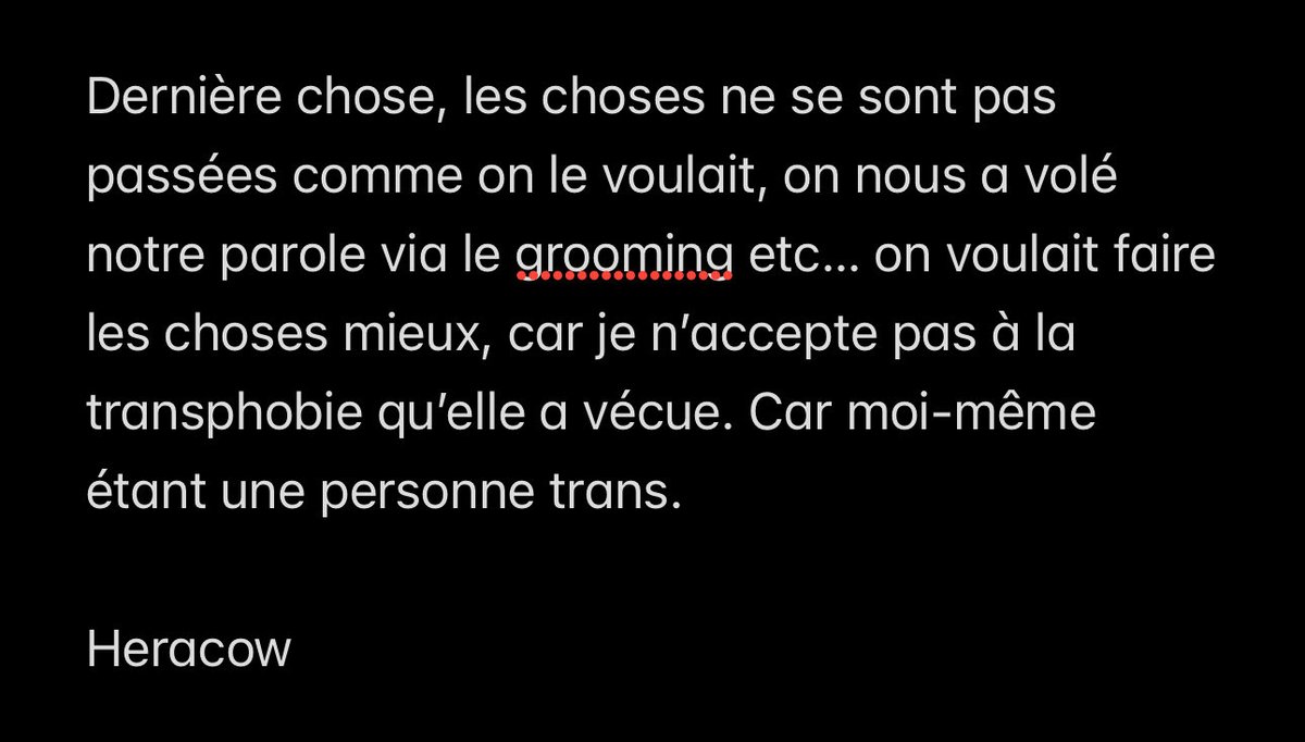 Ça sera mes derniers mots sur cette histoire ici, je préfère prends une dernière fois la parole pour que vous compreniez. 

(TW : Pedophilie, grooming)