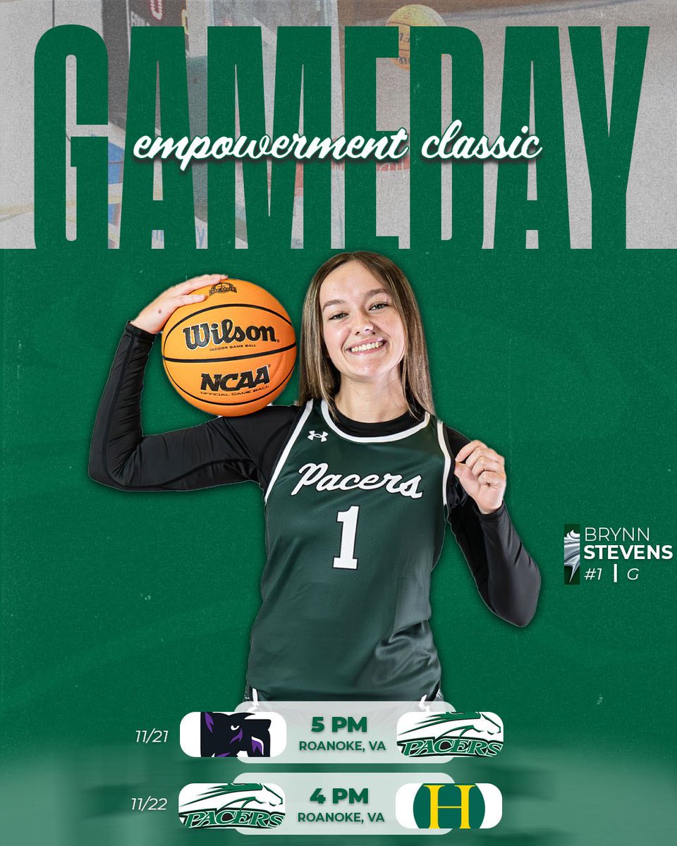 ITS GAMEDAY!

Your Pacers travel to Roanoke, VA to participate in the Empowerment Classic hosted by Hollins University.

G1
🆚: Agnes Scott College Scottish Terriers 
⏰: 5pm 
📍: Hollins University
📺: FLO COLLEGE (Old Dominion Athletic Conference Stream)

#EffortOverExcuses💚🐎