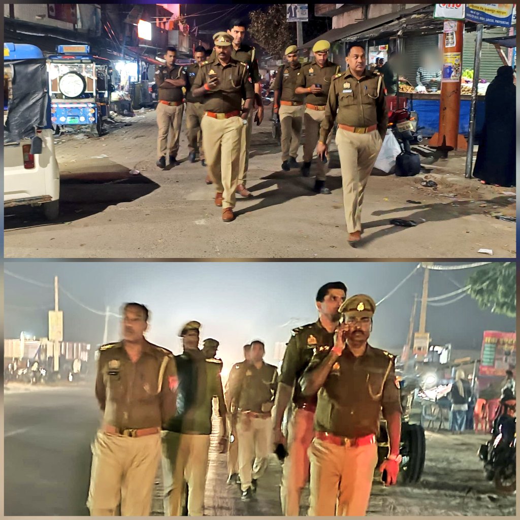 bahraichpolice's tweet image. जनपद में अपराध-नियंत्रण व आमजन में सुरक्षा की भावना जागृत करने के दृष्टिगत #SPBahraich के निर्देशन में थाना फखरपुर पुलिस द्वारा भीड़-भाड़ वाले स्थानों तथा मिश्रित आबादी वाले संवेदनशील क्षेत्रों में किया गया पैदल गश्त।    
#UPPolice