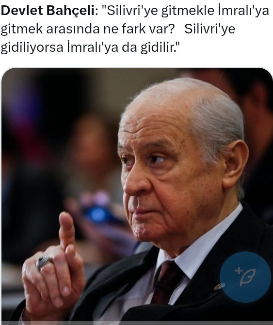 Bu açıklamanız olmadı. Ziyaret edilsin yönünde görüş belirtmiş beni bile pişman ettiniz.
Türkiye'ye bakışınızda İmralı ile Silivri'ye eşitlediğinize göre; sürecin "demokrasi, hukuk" iddiası boşmuş, tek hedef RTE-Saray'ı iktidarda tutmakmış.
CHP tavrı doğrudur.
<a href="/dbdevletbahceli/">Devlet Bahçeli</a>
