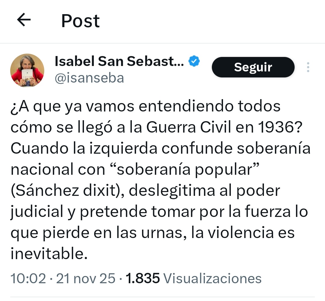 Jagospierre's tweet image. 1️⃣ Isabel usa el bulo usado por el franquismo durante los 39 años de dictadura para justificar el golpe de Estado de julio de 1936.
2️⃣ El golpe se comenzó a organizar antes de las elecciones de febrero. Así que dio bastante igual lo que pudiese suceder entre febrero y julio.
3️⃣…