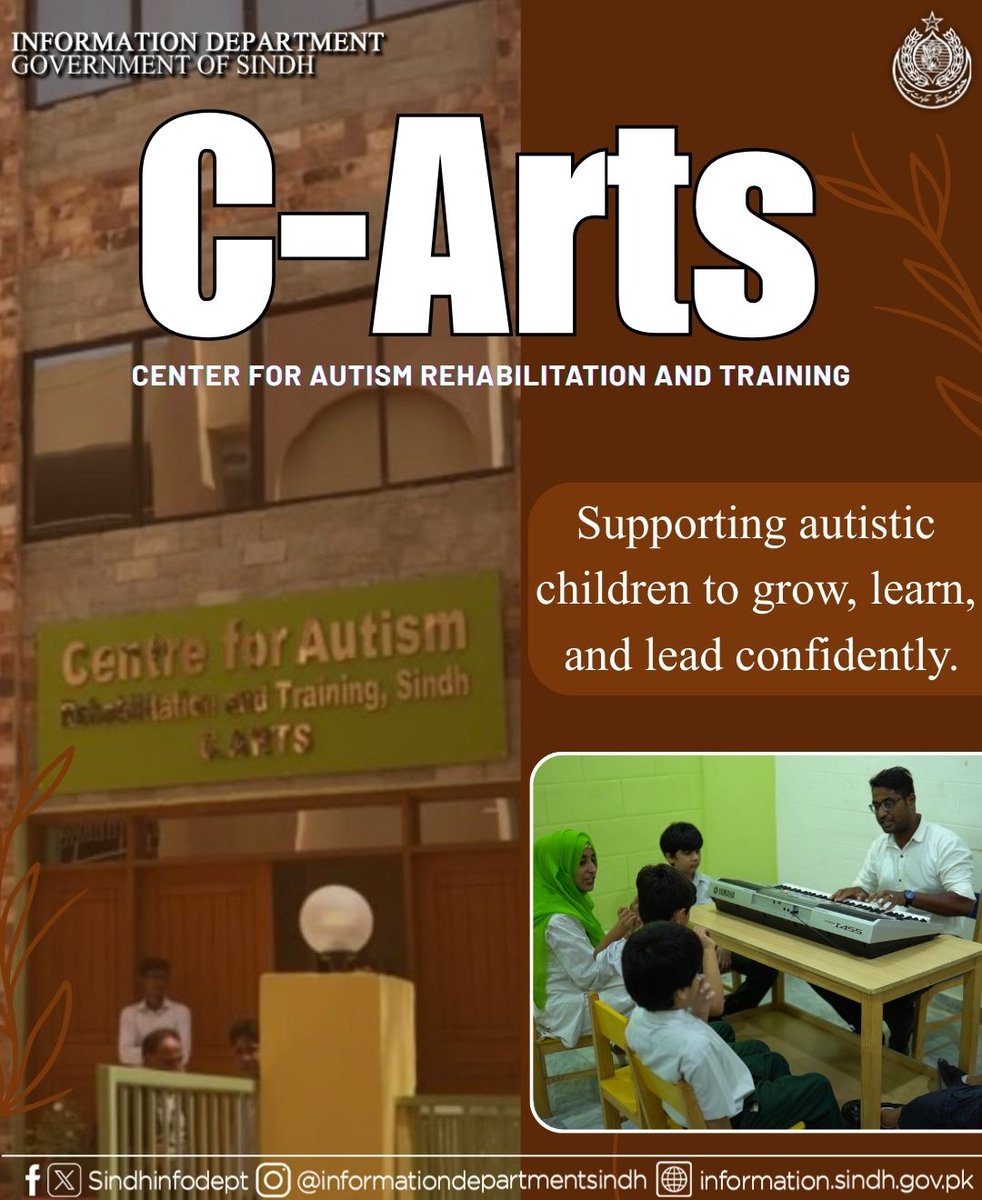 UsmanRahimoon55's tweet image. Center for Autism Rehabilitation and Training, Sindh (C-ARTS)
Supporting autistic children to grow, learn, and lead confidently.
#ProgressiveSindh #VisionSindh
