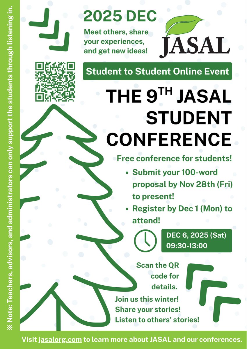 The 9th JASAL Online Student Conference
jasalorg.com/9th-jasal-onli…