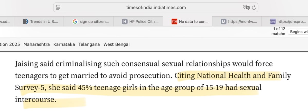 swati_gs's tweet image. IMPORTANT: To plead for lowering age of sexual consent to 16, Indira Jaisingh told court citing National Health and Family Survey 5 that 45% girls between 15-19 years have had sex (The Times of India report)  

What I actually found in that survey:

1) 85% girls between 15-19 age…