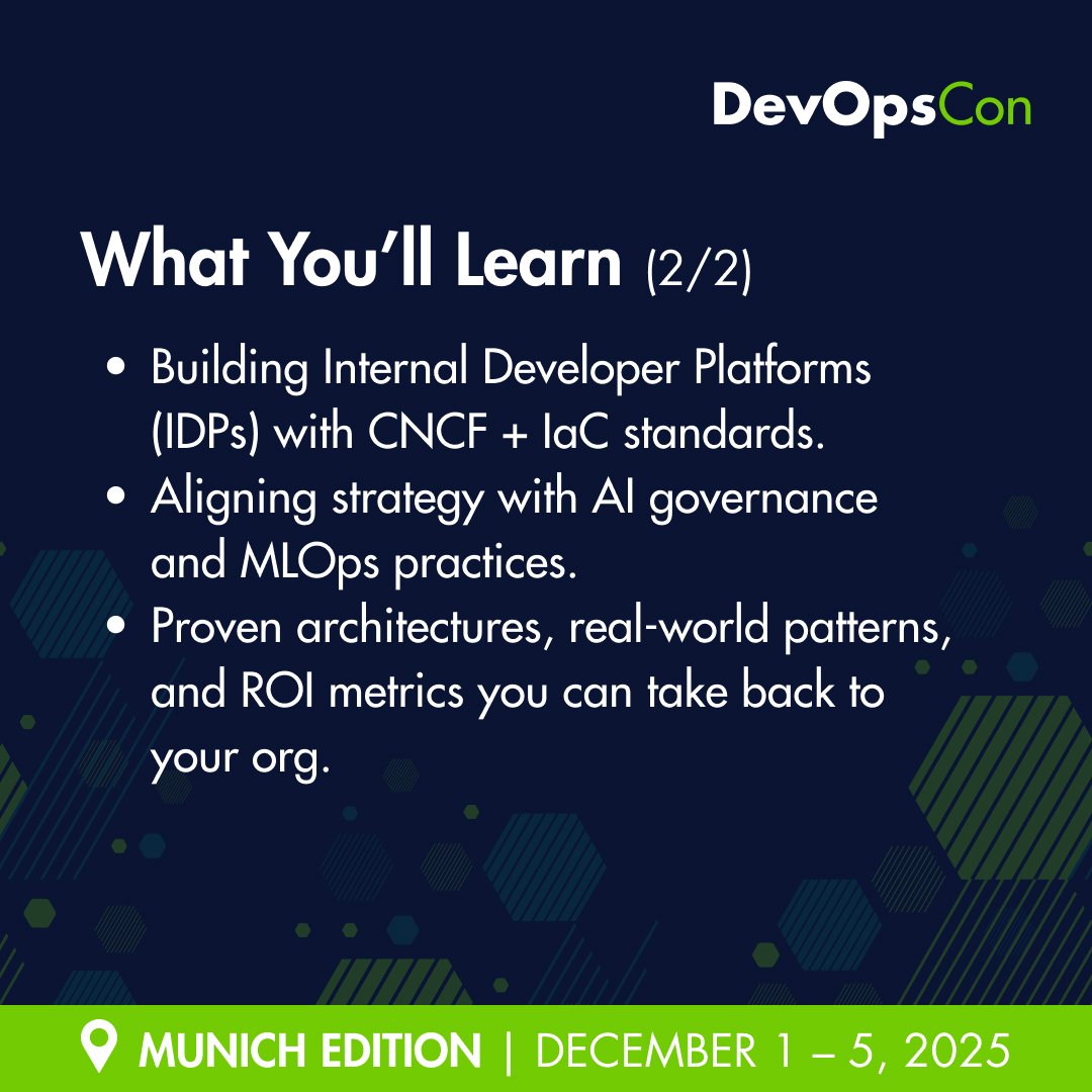 devops_con's tweet image. 🧐 #PlatformEngineering is becoming the competitive edge for teams shipping faster, safer &amp;amp; AI-ready.
That’s exactly what the Platform Engineering Summit at #DevOpsCon Munich 2025 is all about.

Learn how product-driven platforms reduce cognitive load, boost DevEx &amp;amp; enable real…