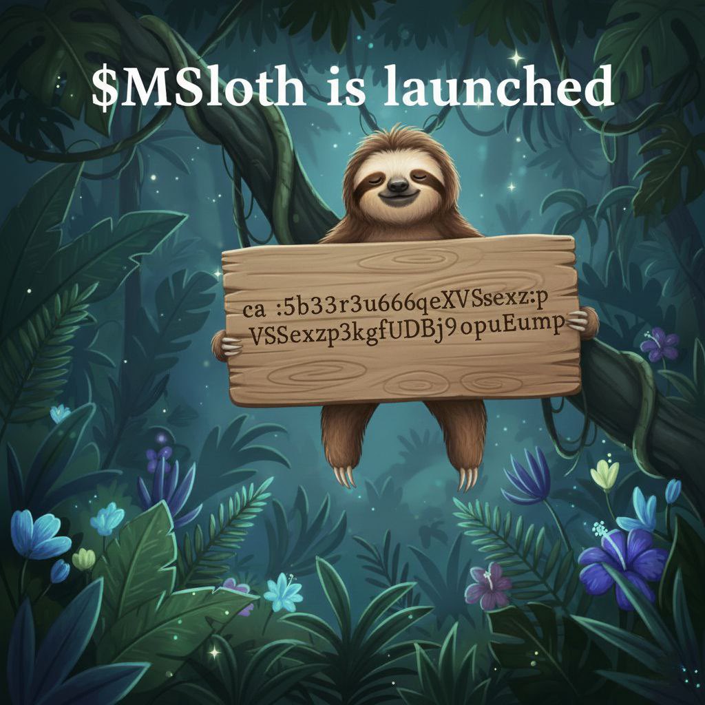 moonslothmeme's tweet photo. $MSLOTH has officially landed! 

The wait is over, SlothFam, the chillest creature in the jungle just woke up… and he’s launching BIG.

🔹From cosmic cruises to winter expeditions, every teaser has been leading to this moment, the moment our sloth steps out of the shadows and into the meme coin wild.

→Slow? Never.
→Steady? Always.
→Unstoppable? Absolutely. 

The jungle just got a new king… and his name is $MSLOTH

📌 CA:
5b33r3u66qeDheXVSexzp3kgf9UDBj9opuPVQdyEpump

https://t.co/iSXi9UFEu6

Strap in. Stay calm. Stay slow.
Because from here on out… the climb begins. 🌙🚀