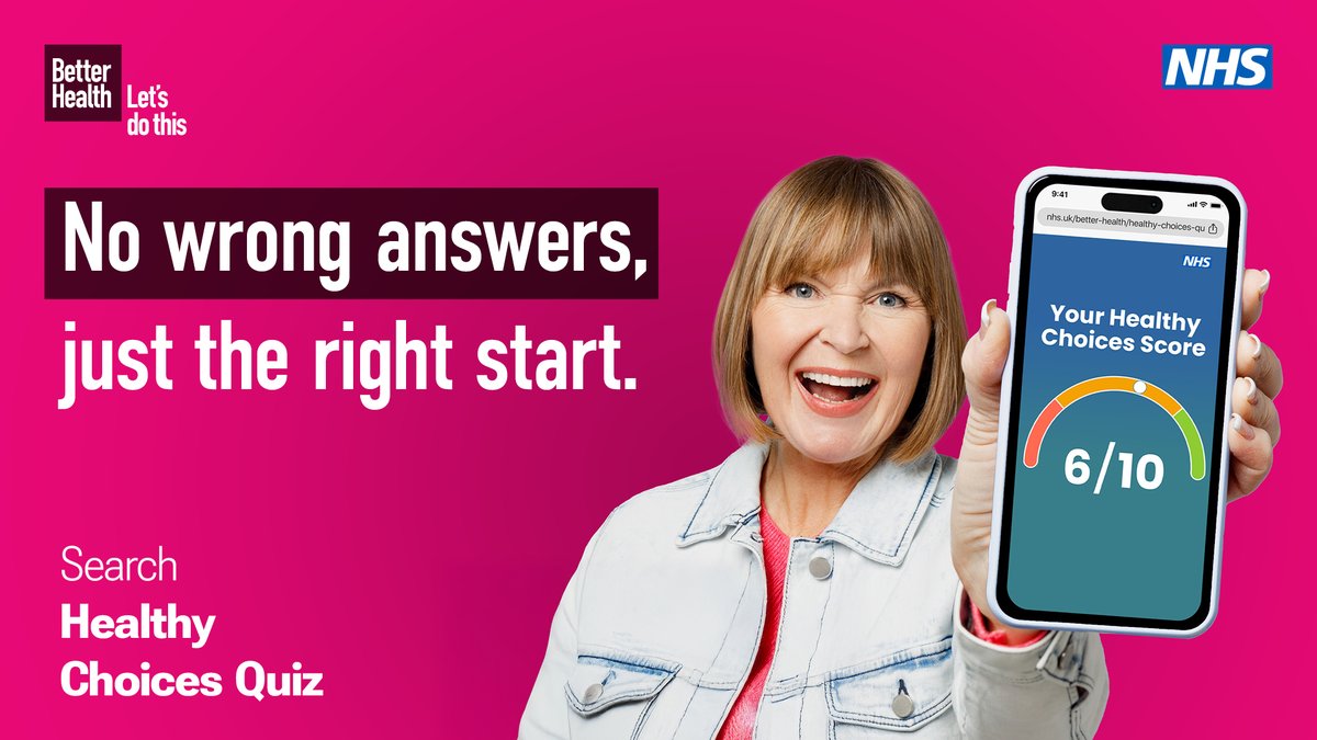 LiveWellHull's tweet image. Are you ready to improve your overall health and wellbeing, but not sure where to start?

The free NHS Healthy Choices Quiz gives you guidance, based on your answers, to help you live a healthier life.

Visit nhs.uk/hcquiz
