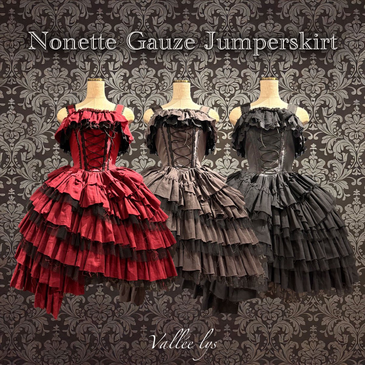 ATELIERPIERROT4's tweet photo. ✨🌹サンプル展示中🌹✨

⭐️11月下旬~12月上旬発売⭐️

【Vallée lys】
Nonette Gauze Jumperskirt　
ボルドー/グレー/ブラック　
33,000円(税込)

Nonette -Gauze-Headdress　
ボルドー/グレー/ブラック　
4,950円(税込)

横浜店でいち早くご覧いただけます❤️‍🔥

アトリエピエロ横浜ビブレ 3F https://t.co/fBPq77iSLq