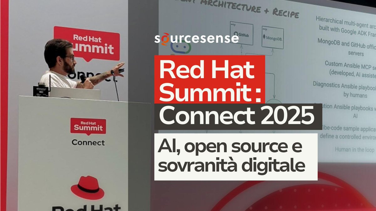 sourcesense's tweet image. Al #RHSummit: Connect 2025 oltre ad approfondire i temi chiave dell&apos;edizione abbiamo presentato un prototipo di agente AI autonomo integrato con #RedHat Ansible Automation Platform.

Ne parliamo sul nostro blog! blog.sourcesense.com/red-hat-summit…

blog.sourcesense.com/red-hat-summit…