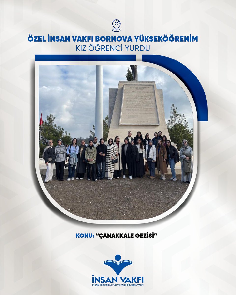 🇹🇷 Çanakkale Gezisi

Özel İnsan Vakfı Bornova Yükseköğrenim Kız Yurdu öğrencilerine yönelik Çanakkale gezisi gerçekleştirildi. 🌱