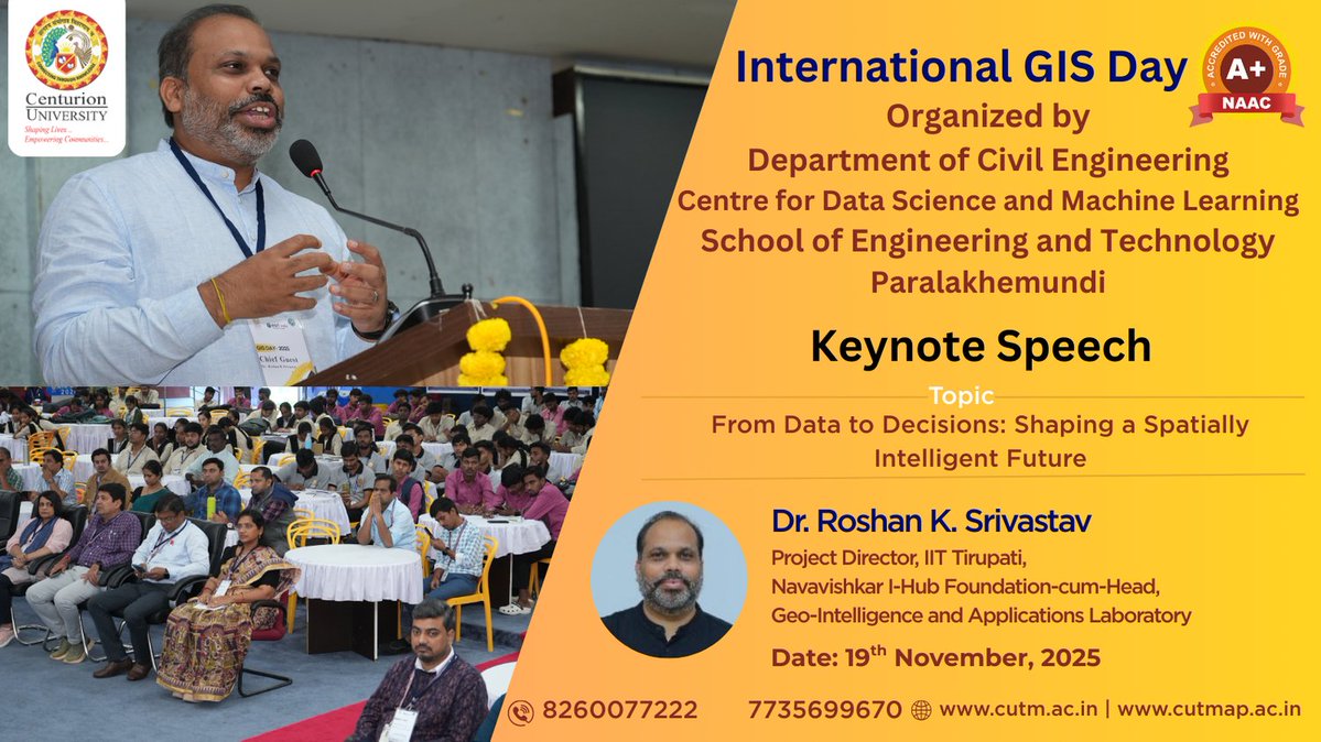 CUTMIndia's tweet image. A day of learning, inspiration, and geospatial intelligence!

#GISDay2025 #CenturionUniversity #SpatialIntelligence #DataToDecisions #cutmap #cutmbbsr #cutmpkd #cutmap #TechnologyForSustainability #MappingTheFuture