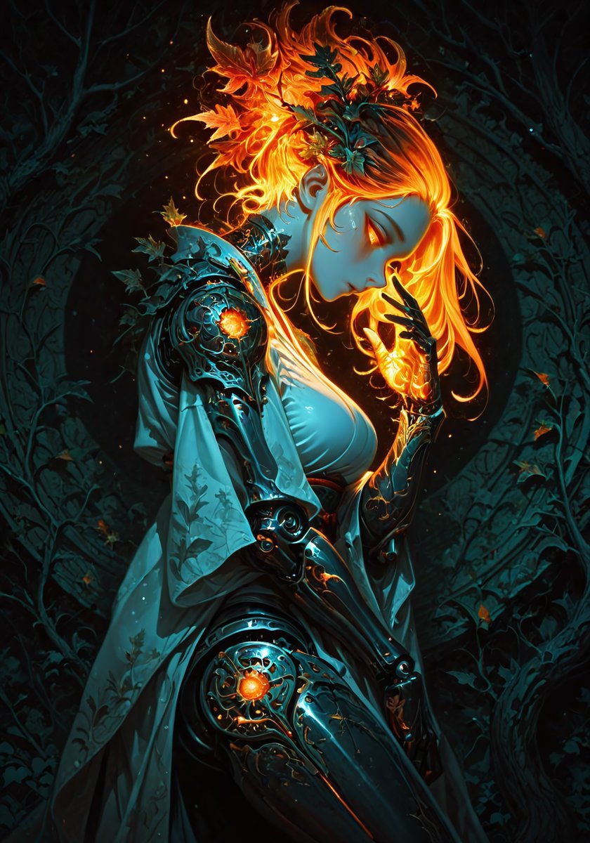 justamirageAI's tweet photo. Synthetic Robot Girl. Flames. Dark Fantasy.

#AIart https://t.co/AqgMTl4Qqk