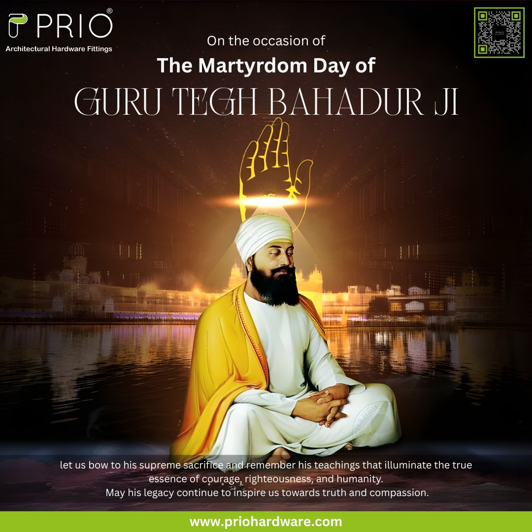 prio_india's tweet image. Honoring the supreme sacrifice of Guru Tegh Bahadur Ji — the embodiment of courage, righteousness, and compassion. His legacy continues to guide humanity toward truth and justice. 🙏
#GuruTeghBahadur #MartyrdomDay #SacrificeForHumanity #SpiritualLegacy #TruthAndCourage