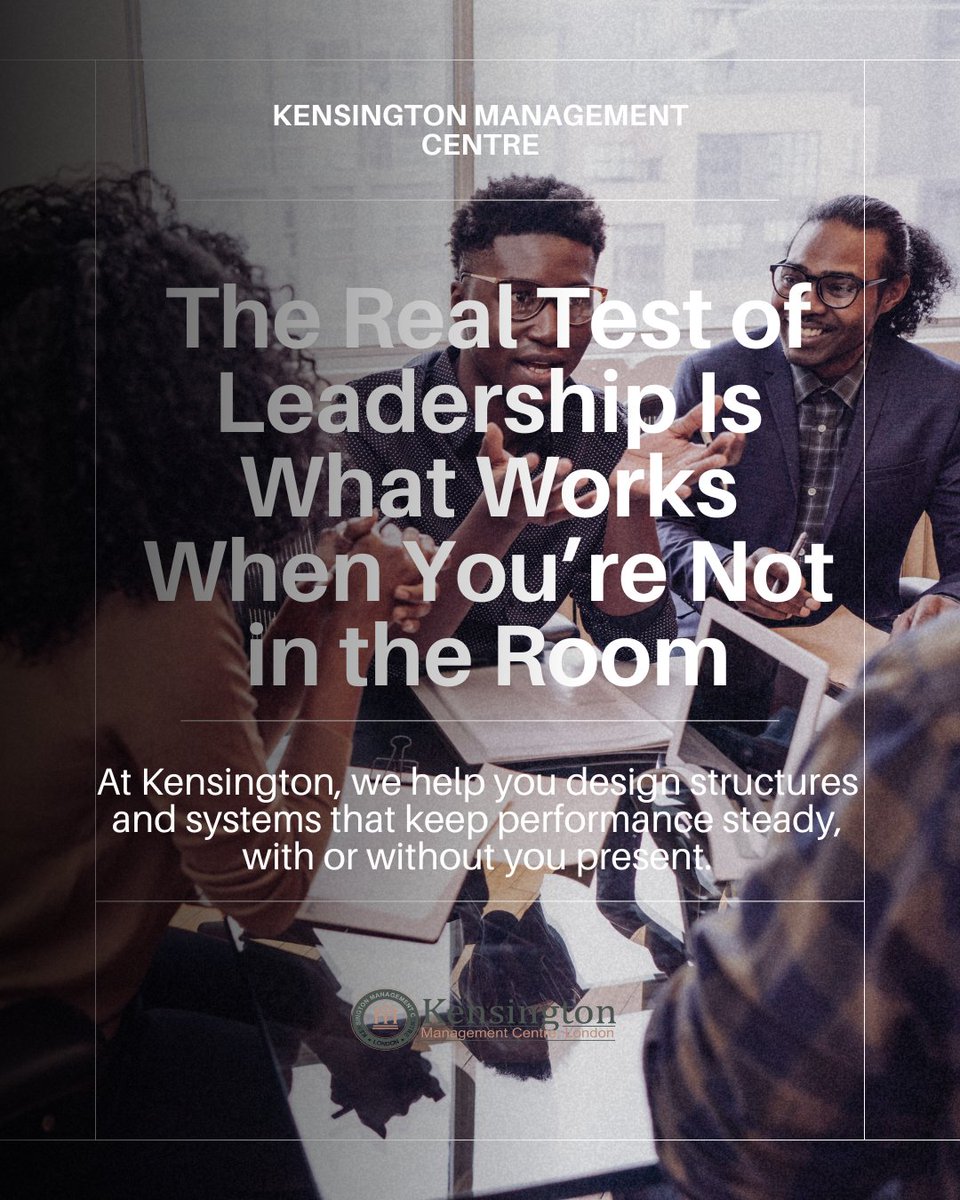 kensingtonmgt's tweet image. The real measure of leadership isn’t how hard you work when you’re there.

Real leadership is more than presence.
It is what you leave behind that keeps working.

#KensingtonManagement #LeadershipExcellence #BusinessStructure #OrganizationalGrowth #LeadershipDevelopment