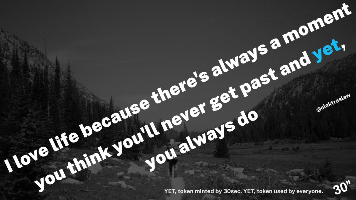 30sec_yet's tweet image. I love life because there&apos;s always a moment you think you&apos;ll never get past and yet, you always do.
@elektraslaw

✍️ Thanks for creating the #YET sentence! ✨

🎁 Download #30sec APP, Sign up, and Comment/DM us your Wallet Address to claim your 20 $YET reward!
⏬…