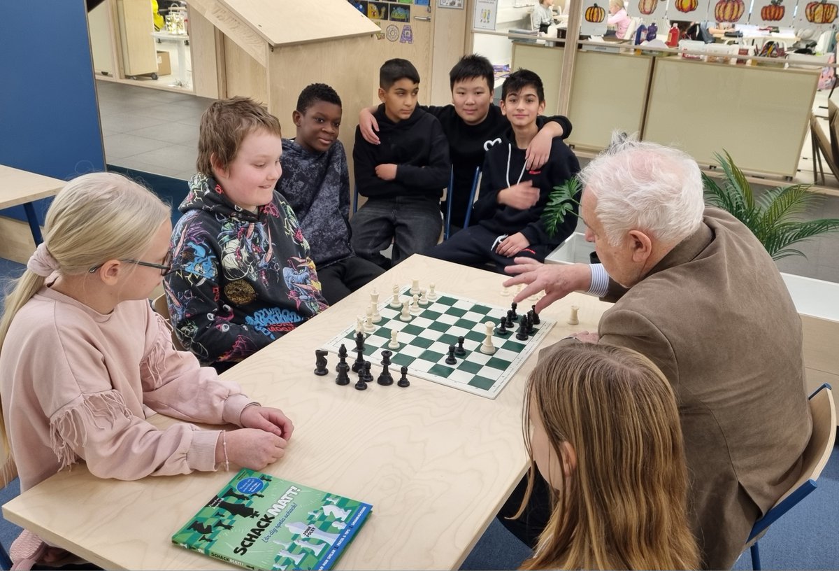 ChessPlus's tweet image. John&apos;s book, CheckMate, The Wonderful World of Chess, has been translated into many languages and has received international recognition.
He&apos;s been invited to Finland to give chess lessons and introduce his favourite strategy games to children. It was great fun and a big success.
