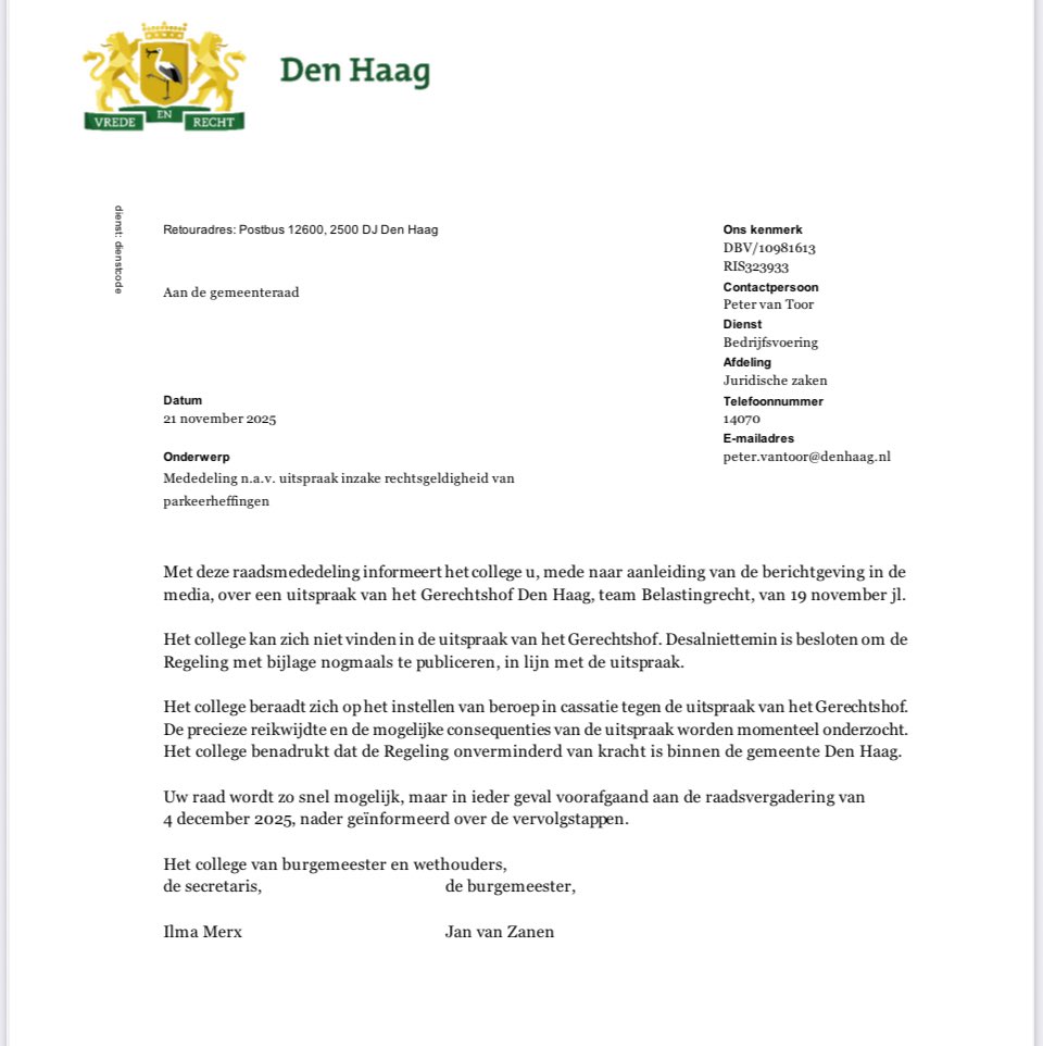 Het zittende Haagse college is de weg nu helemaal kwijt! Op 18 maart kunt u bij #GR2026 kiezen voor verandering. Rechter zet streep door #parkeerboetes: blunder Den Haag kan miljoenen euro's kosten. omroepwest.nl/amp/verkeer/50… #EnNuDeMos