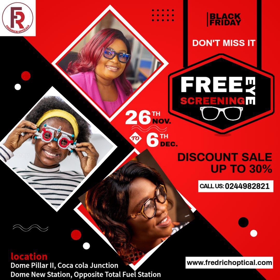 Dr_Onset's tweet image. Hurray!!!
FREE EYE SCREENING &amp;amp; DISCOUNT SALES 💃!!!
DATE : FROM NEXT WEEK WEDNESDAY 26TH NOVEMBER TO 6TH DECEMBER.

NB: ALL ARRANGEMENTS HAVE BEEN MADE TO AVOID WAITING FOR A LONG TIME AT THE CLINIC 😅.
CALL O244982821 🙏.