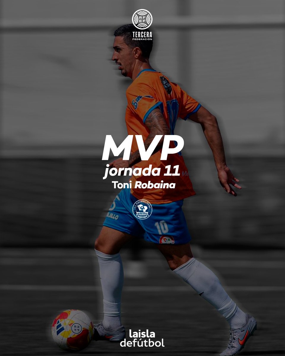 laisladefutbol's tweet photo. ⭐️ 𝐌𝐕𝐏 𝐉𝐎𝐑𝐍𝐀𝐃𝐀 𝟏𝟏 | Toni Robaina

El centrocampista del San Mateo se lleva el MVP de la jornada tras anotar el gol que le dio la victoria al conjunto de la Vega ante el Herbania en una plaza complicada como es Los Pozos.

Obtuvo un 9,1 de valoración en BeSoccer. https://t.co/EJlQiSTqyz