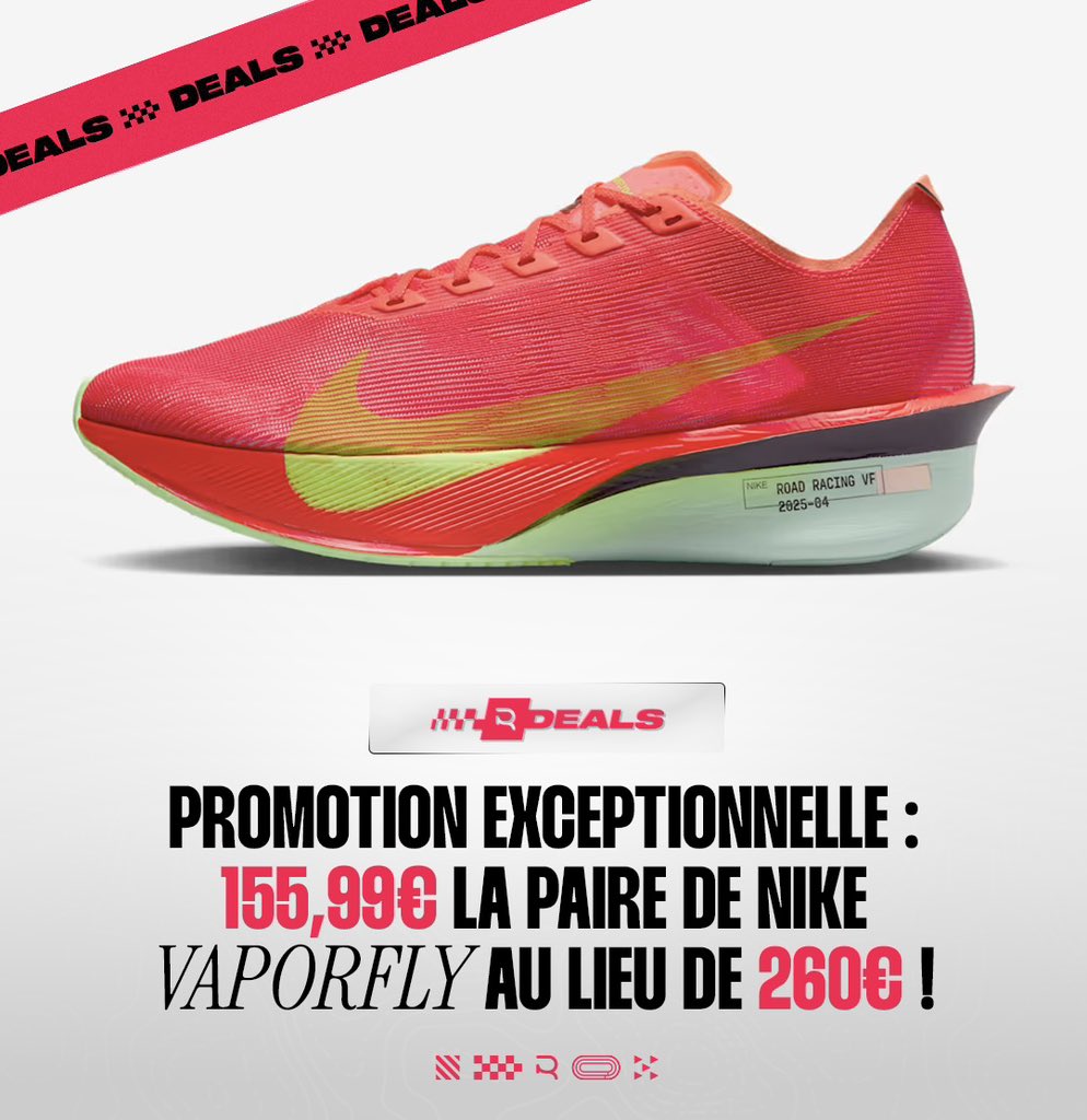 📉📉 𝑪𝑯𝑼𝑻𝑬 𝑫𝑬𝑺 𝑷𝑹𝑰𝑿 ! Les meilleurs modèles performance de chez 𝑵𝒊𝒌𝒆 𝑹𝒖𝒏𝒏𝒊𝒏𝒈 sont en forte réduction 🙆‍♂️ Stock ultra limité ! Les chaussures : 

👟 Nike 𝐀𝐥𝐩𝐡𝐚𝐟𝐥𝐲 : 40% de réduction 
👟 Nike 𝑽𝒂𝒑𝒐𝒓𝒇𝒍𝒚 : 40% de réduction 
👟 Nike