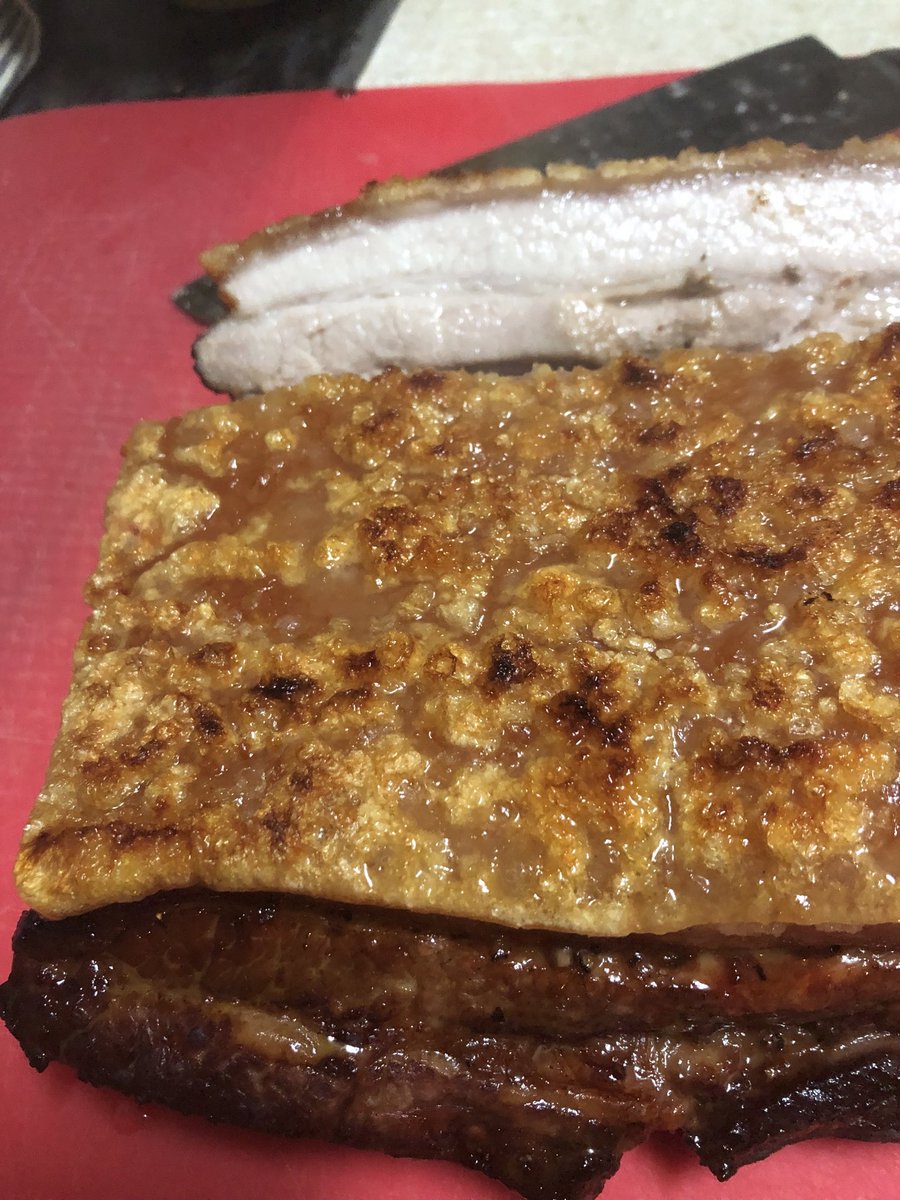 PoolManSC1's tweet image. I’ve cracked it pardon the pun 😂 . Marinated pork Filipino bbq style but with the crackling we’ve grown to love. Prepared the Cantonese way with a couple of my own cooking techniques added to combine the two countries together. It tasted delicious.