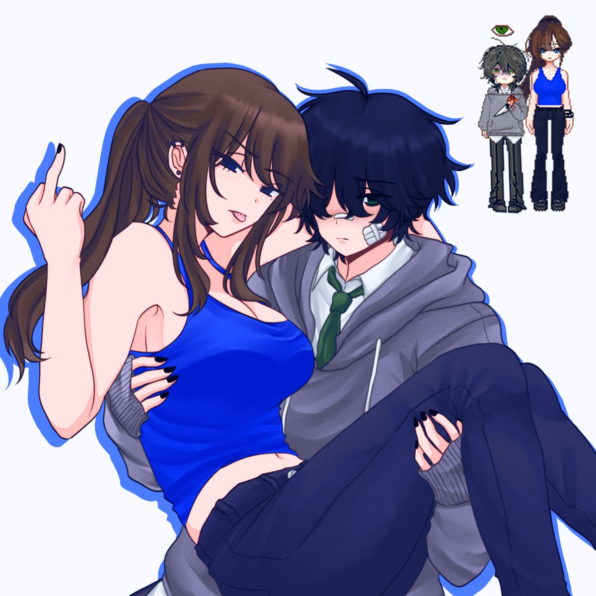 Sadistic sociopath x Masochistic psychopath
This is just a fun crack ship I talked about with my friend
#dol #degreesoflewdity #kylar #classof09