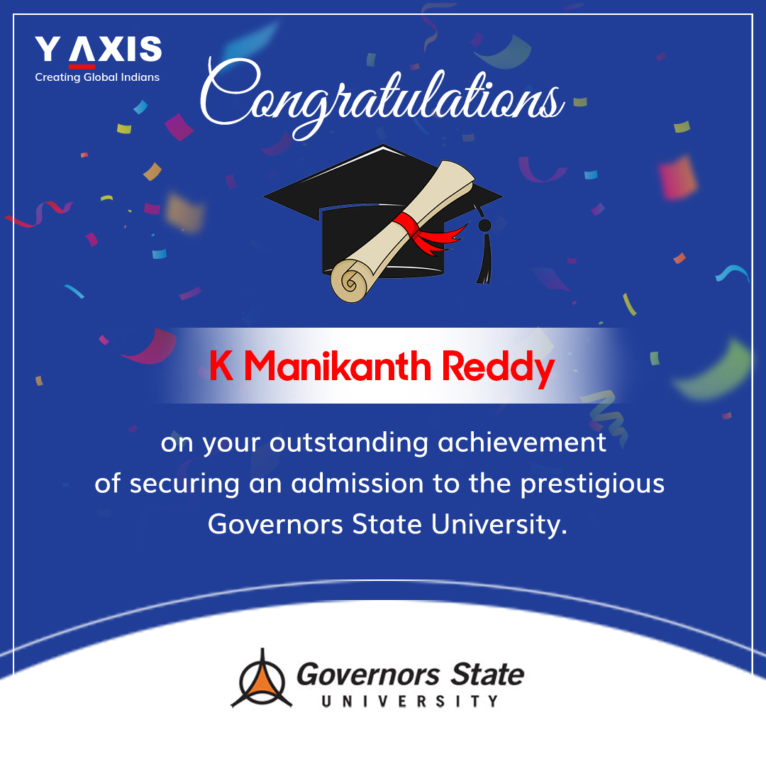 yaxisstudy's tweet image. 🎉 Big Congratulations to K. Manikanth Reddy! 🎉⁠
⁠
Securing admission to the prestigious Governors State University is a remarkable achievement — and this is only the beginning! 
Contact us: y-axis.com/visa/study/⁠
⁠
Are you interested? Comment below or DM us now!⁠