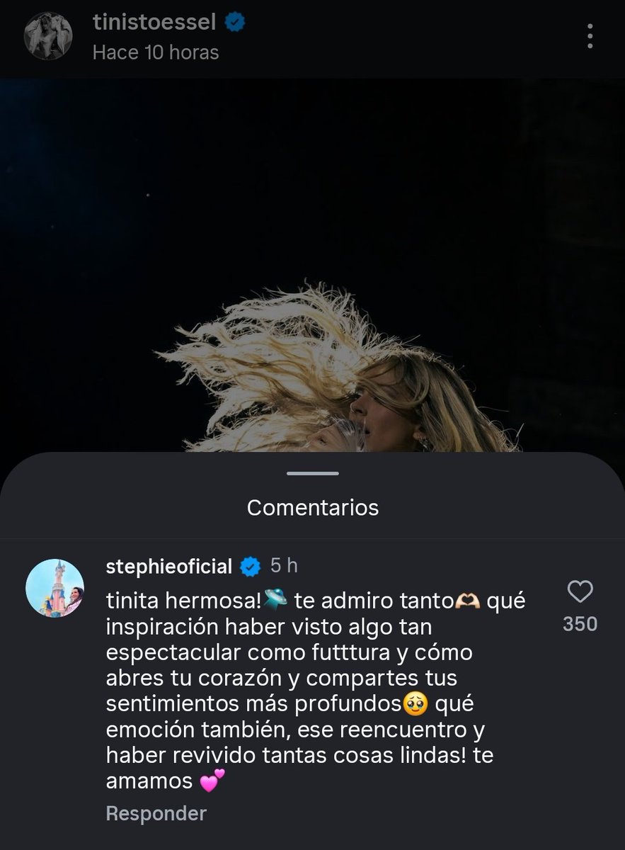 stephie (la mujer de jorge blanco) comentándole a tini🩶🥹