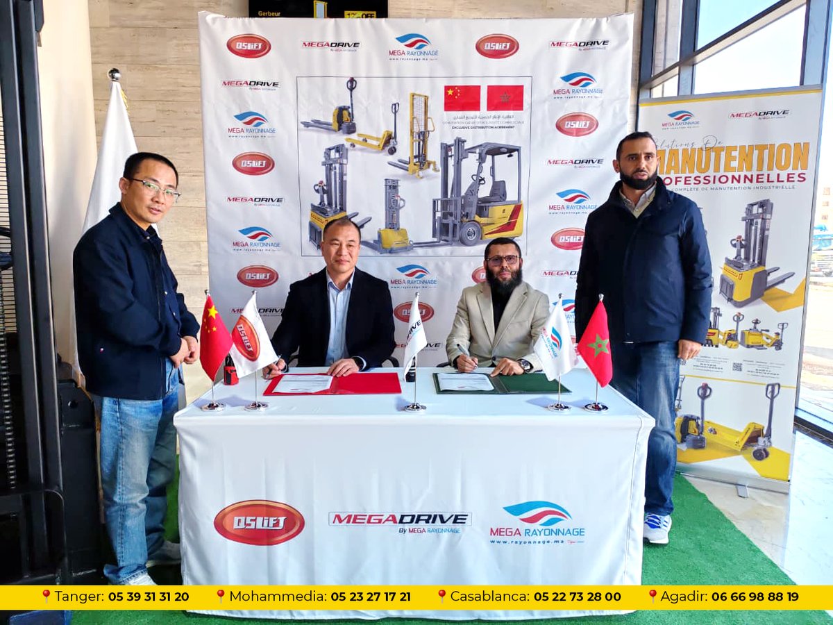 MegaRayonnage's tweet photo. Signature exclusive 🇲🇦 × 🇨🇳✅ 

MEGA RAYONNAGE × QS LIFT
Nous signons aujourd'hui la distribution exclusive de la gamme certifiée MEGADRIVE au Maroc !
🚀 Qualité ISO/CE • Prix imbattables • Service garanti

#MegaRayonnage #QSLIFT #MEGADRIVE #Exclusivité #ManutentionMaroc https://t.co/6W5Sn7SlFO
