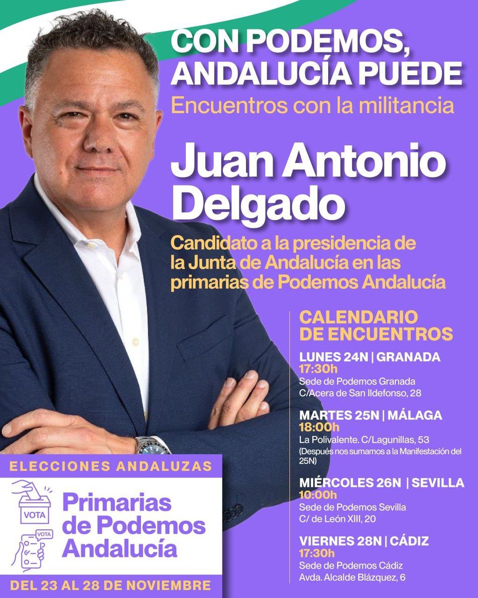 Arrancamos una semana de encuentros con la militancia por distintos puntos de Andalucía. Escuchar, compartir y fortalecer el proyecto desde la base. Aquí tenéis el recorrido. 👇