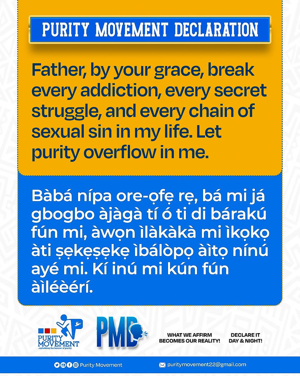 puritymovementt's tweet image. Purity Movement Declaration (PMD)🗣️🗣️🗣️ | November 21, 2025.

#declaration
#affirmation
#PurityMovement
#Jesusbeglorified
#Lightbebroughttoallmen
#Thetreesofrighteousnessbeplanted
#spamedia