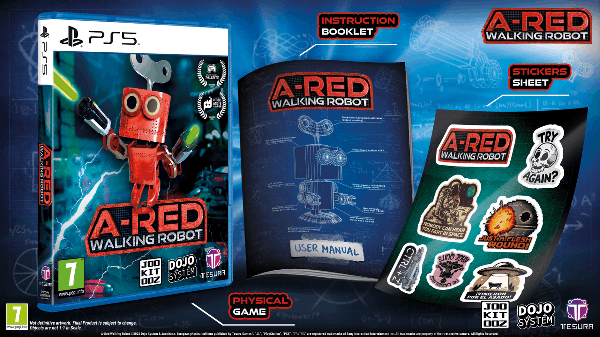 TesuraGames's tweet image. Control #AREDWalkingRobot 🤖🔴 in this physics-based 3D platformer developed by @jookitooz!

And don&apos;t lose your way with the:
📕 Instruction Booklet
🦾 Stickers Sheet
included in the #PS5 Physical Edition!

Wind it up and pre-order yours!
⚙️ en.tesuragames.com/games/a-red-wa…

@DojoSystem