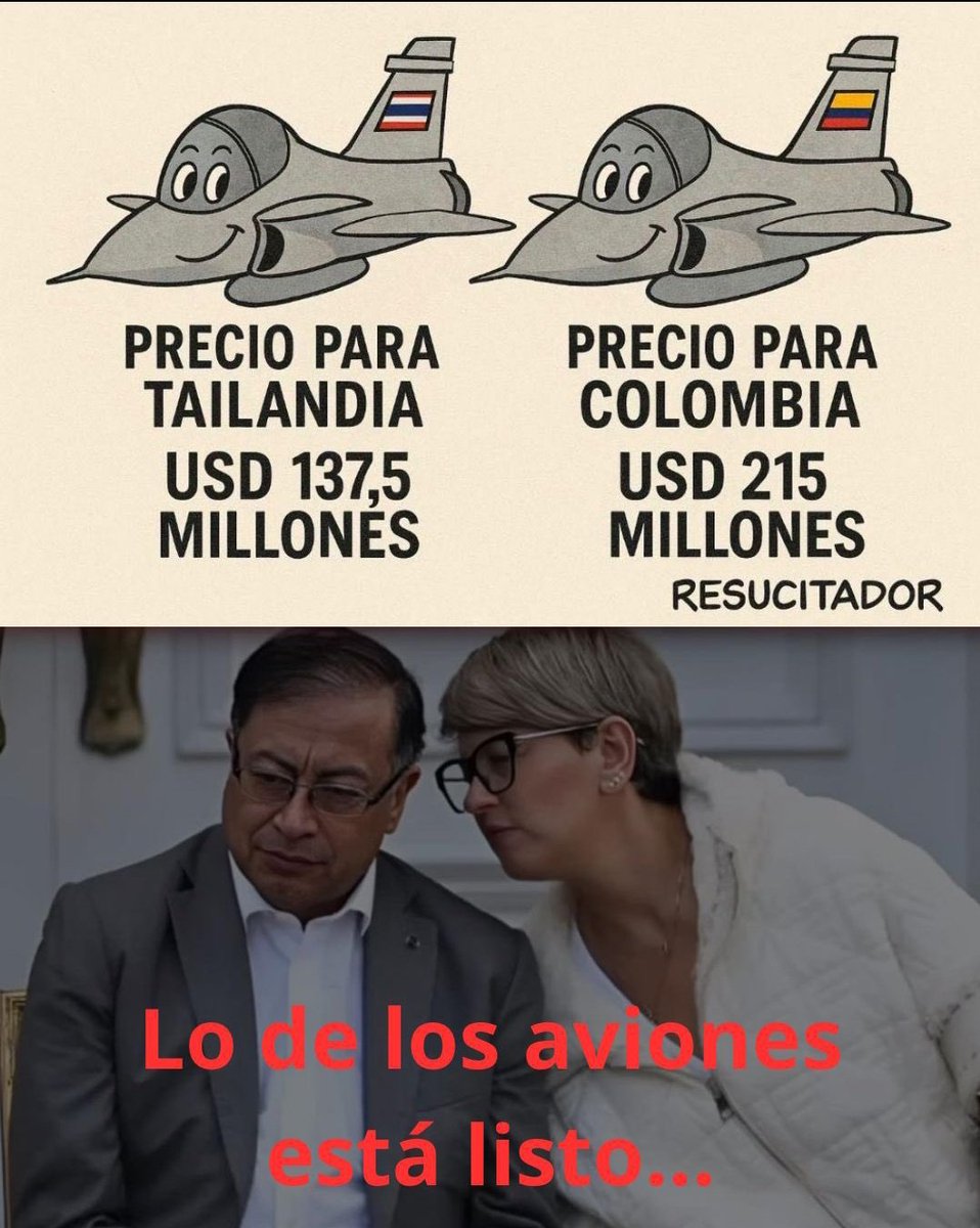 Esta no solo es la compra más grande que se ha realizado en armamento para Colombia, seguramente es el acto de corrupción más grande de nuestra historia. Ojalá <a href="/petrogustavo/">Gustavo Petro</a> y <a href="/Veronicalcocerg/">Verónica Alcocer García</a> paguen por todo el daño que le están haciendo al país.
#PetroCorrupto