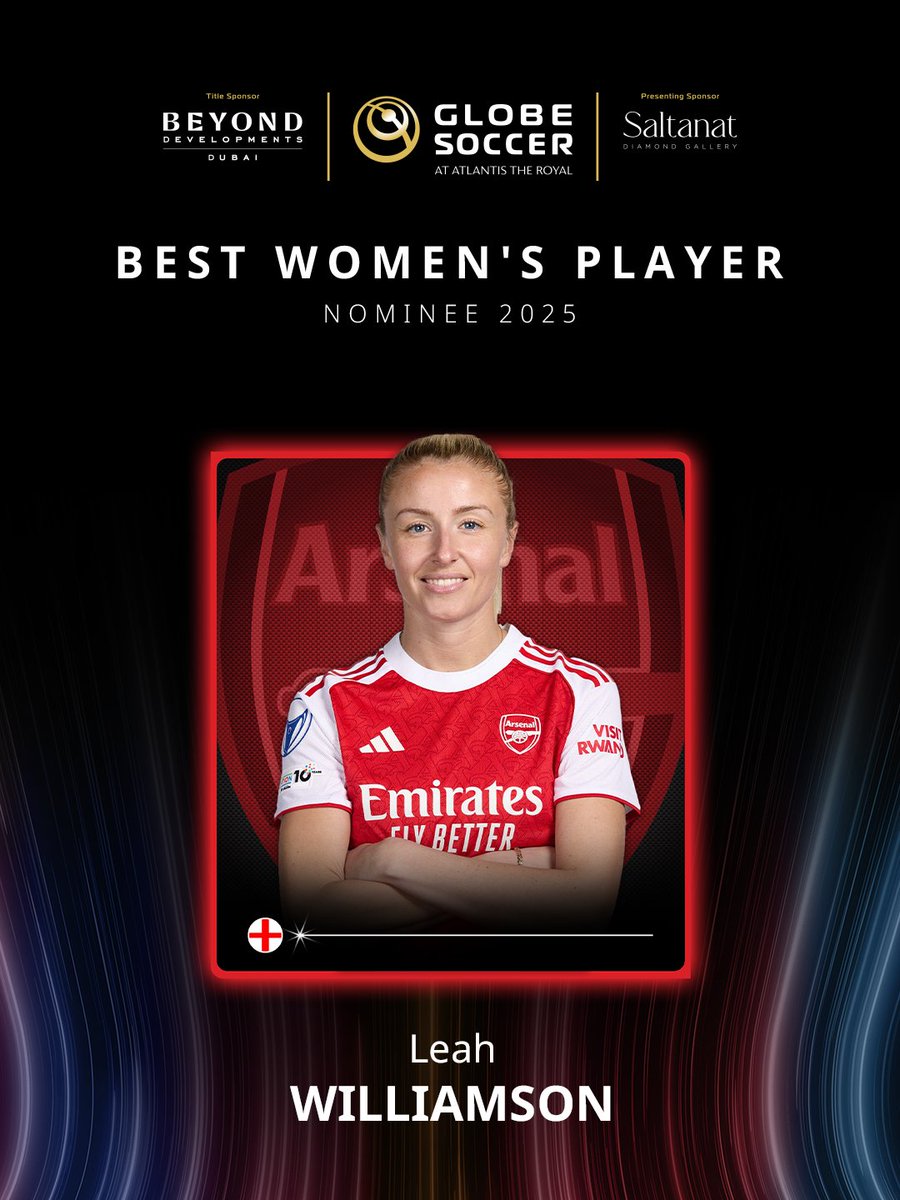 Globe_Soccer's tweet image. Make your choice for Leah Williamson as BEST WOMEN&apos;S PLAYER at vote.globesoccer.com/vote/best-wome…! 🗳️

@leahcwilliamson #BEYONDDevelopments #Beyond #SaltanatDiamondJewellery #globesoccer