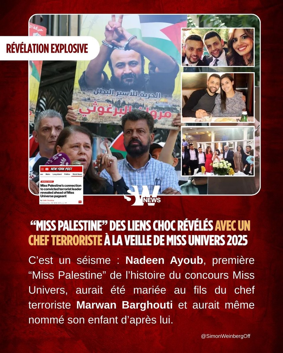 🔴🌍 | « MISS PALESTINE » : LE SCANDALE CACHÉ | Son passé, soigneusement et ses liens avec un Chef Terroriste… effacé… vient de réapparaître. Révélations explosives - Miss Univers 2025. 

C’est un séisme : Nadeen Ayoub, première “Miss Palestine” de l’histoire du concours Miss