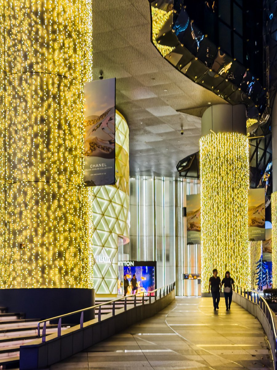 javanng's tweet image. Bathe in golden lights! ION Orchard glowing like it owns the night.

#christmasonagreatstreet #singapore #visitsingapore #cityvibes #goldenglow #citybynight #nightphotography