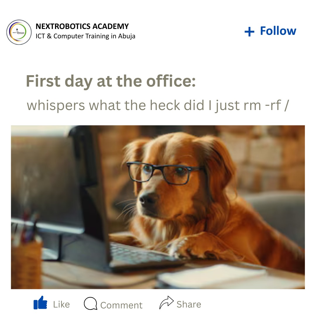 NextRobotics1's tweet image. That moment you realize rm-rf wasn&apos;t the vibe.🥲
#FridayFun #RelatableMoments #developerhumor #nextroboticsacademy #happyweekend