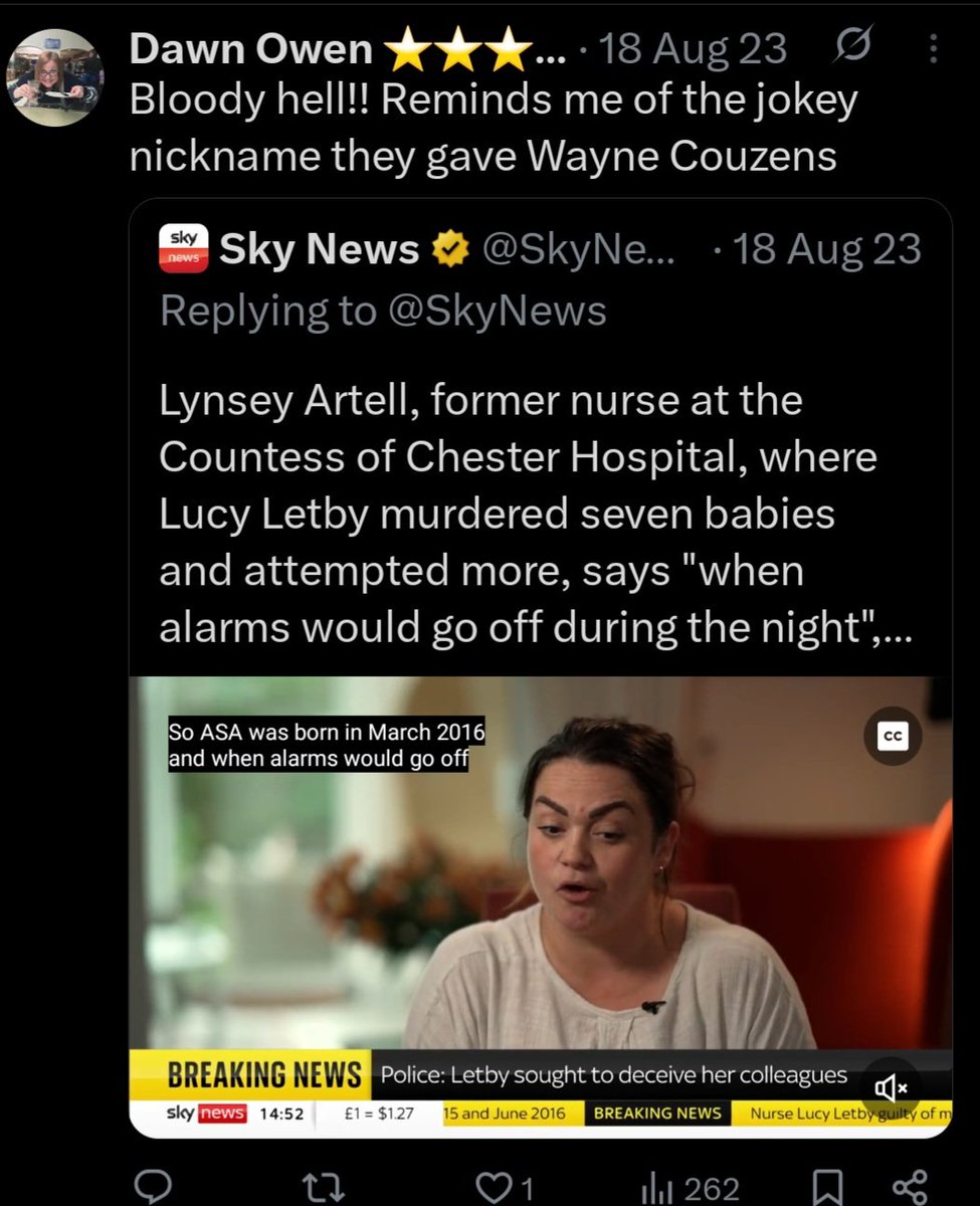 Who remembers this?
"I wonder if Lucy's working tonight?"
Letby telling "I don't like parents getting their hopes up"?
Sudden, unexplained insulin spike the day after she made a complaint about her?

Suspect it's all bollox