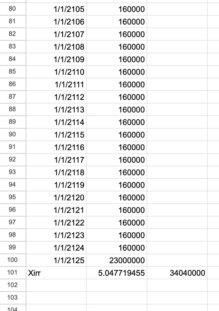 imflexwala's tweet photo. @contliving 5.0477% if investment was started at child age 0. And the child lives till 100 and gets the 2.3cr bonus at 100th year. 🤣 https://t.co/mbkFnNrRKd