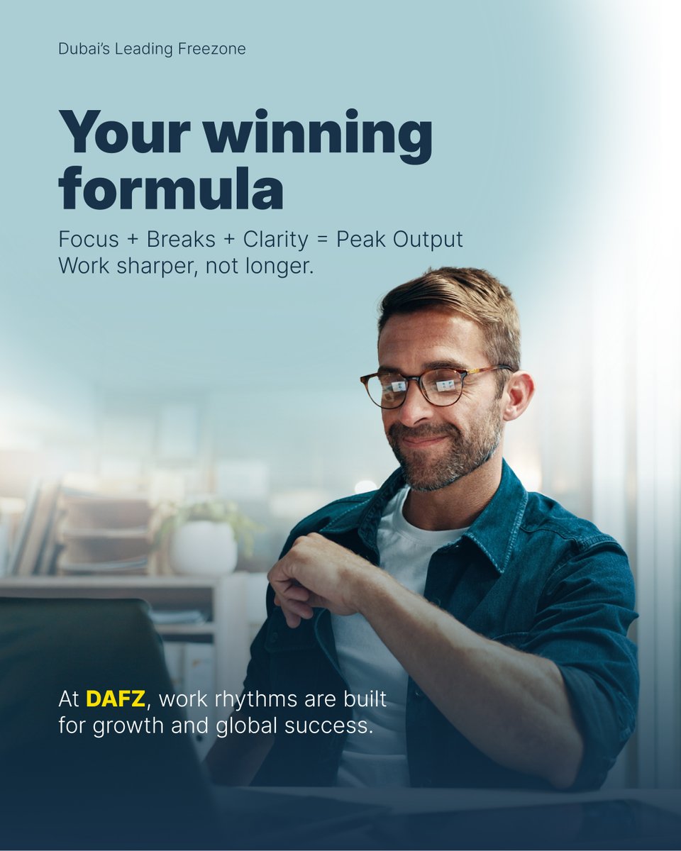 dafz_official's tweet image. From clarity and focus to streamlined processes, success is built on small, powerful habits.
At DAFZ, we create environments where businesses work smarter every day.

#DAFZ #Productivity #SmartWork #BusinessGrowth