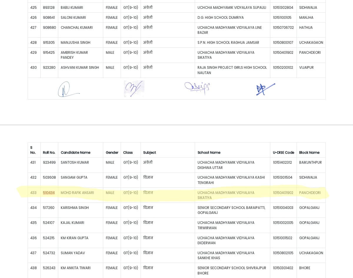 _biharteacher's tweet image. यक़ीब अंसारी जो UP के कुशीनगर के रहने वाले हैं...BPSC TRE 3 में EBC कोटा में पास कर गए। जनाब अभी गोपालगंज में पोस्टेड हैं। कमेंट्स पढ़ कर पता चलेगा कि ऐसे हजारों केस हैं। सवाल ये है कि BPSC ने जांच क्यों नहीं की??
@BPSCOffice